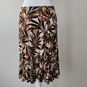 Vintage JKLA California fairy grunge brown floral midi skirt Size M